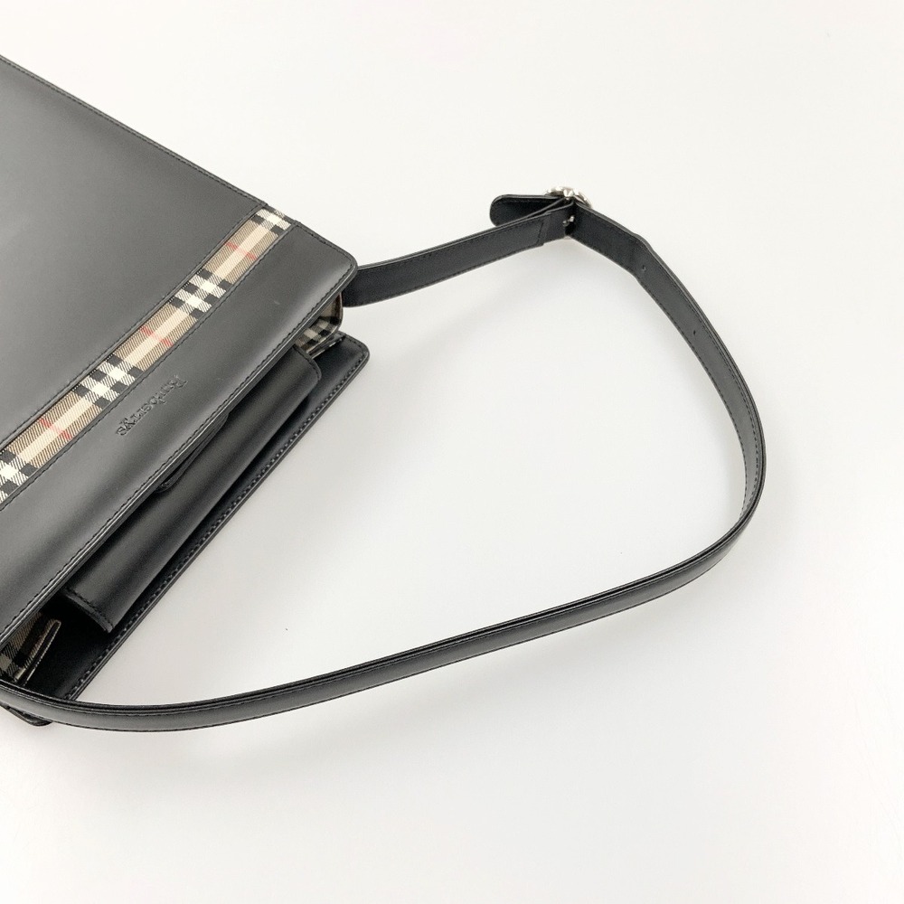 Burberry Leather Nova Check Shoulder Bag Black - Picture 4 of 9